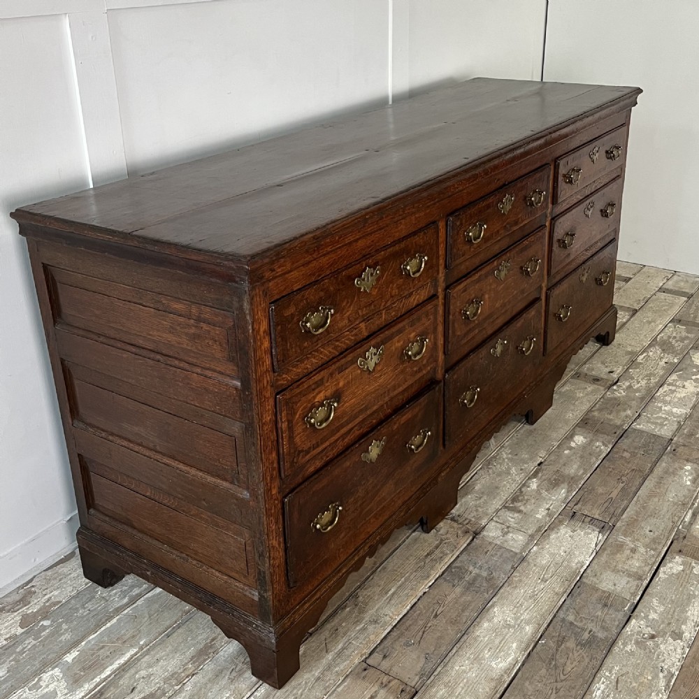 18th C. Oak Nine Drawer Dresser Base View III