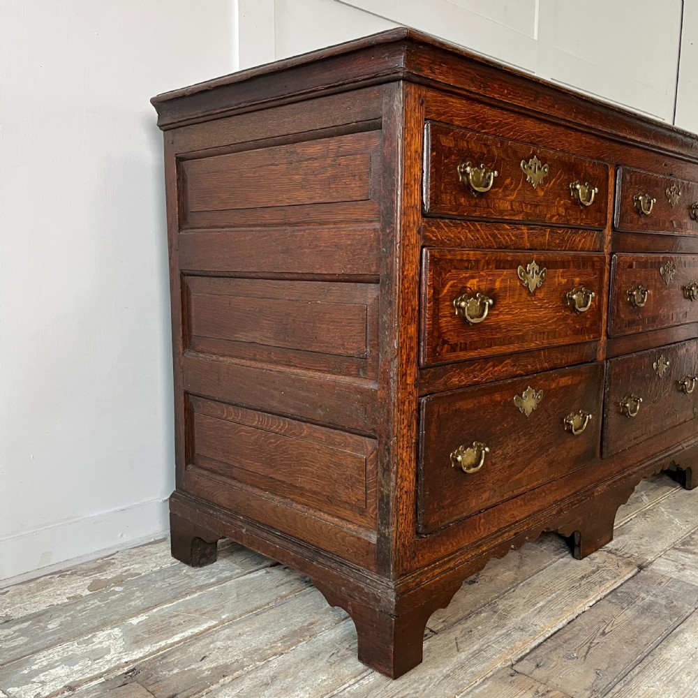 18th C. Oak Nine Drawer Dresser Base View XIII