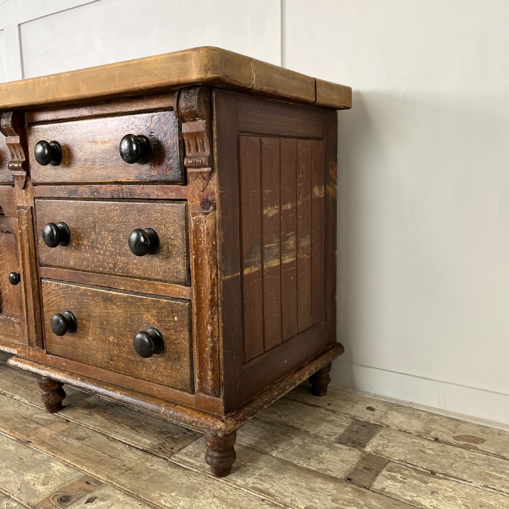 Victorian Pine and Sycamore Dresser Base View X