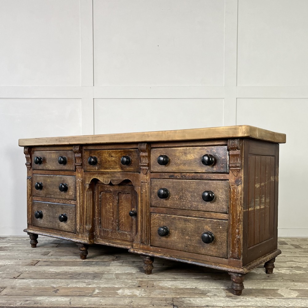 Victorian Pine and Sycamore Dresser Base View XVII