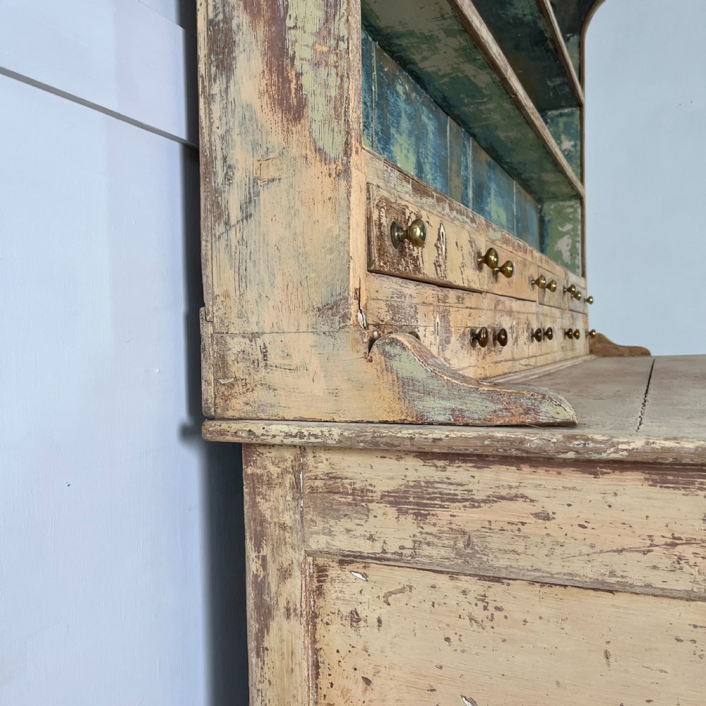 Large Victorian Painted Pine Kitchen Dresser View XX