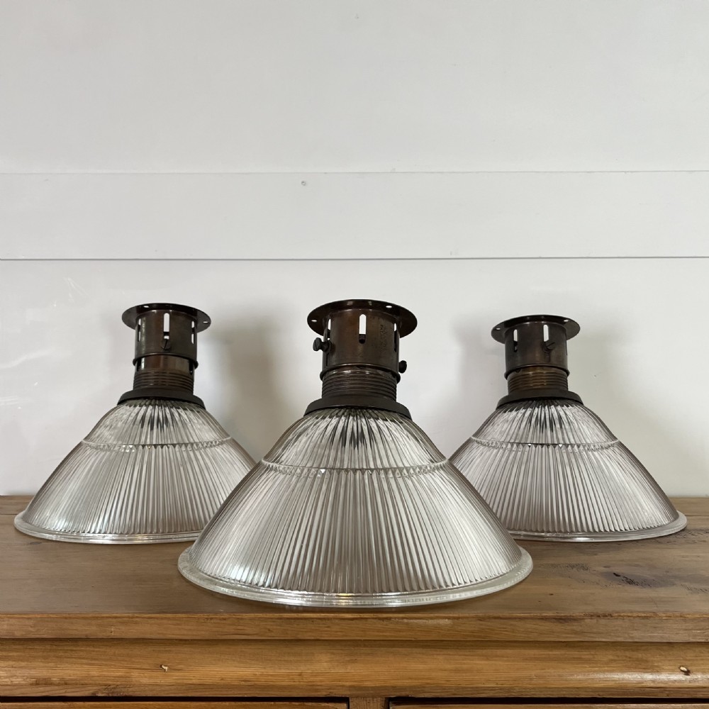 Set of 3 Original HOLOPHANE Angled Wall Lights