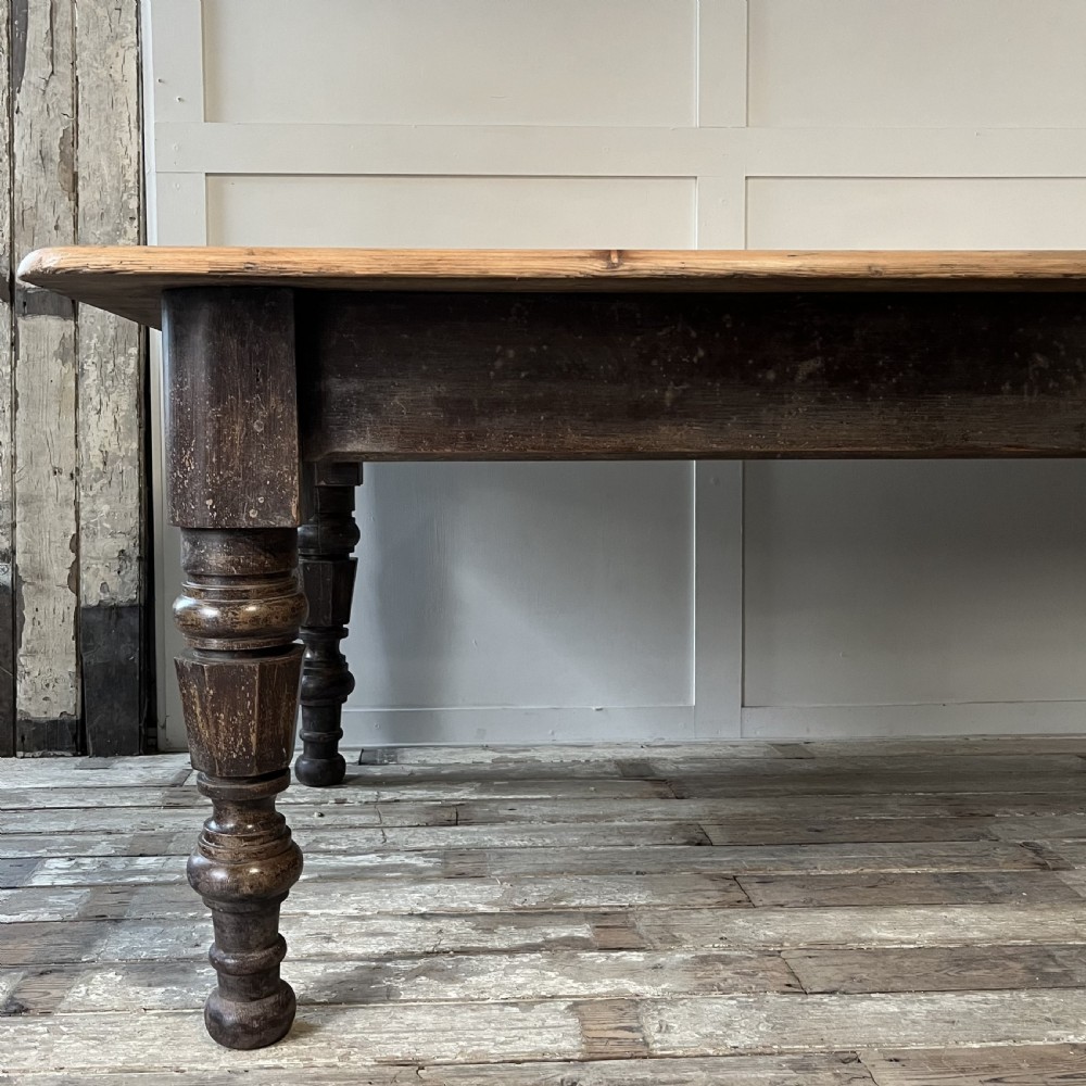 Very Large Victorian Pine Country House Kitchen Table View II