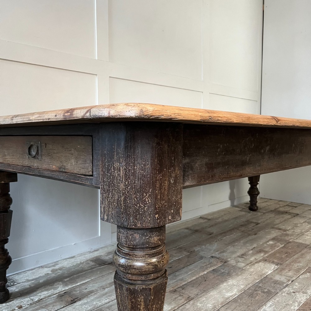 Very Large Victorian Pine Country House Kitchen Table View V