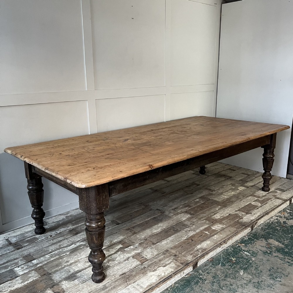 Very Large Victorian Pine Country House Kitchen Table View VI
