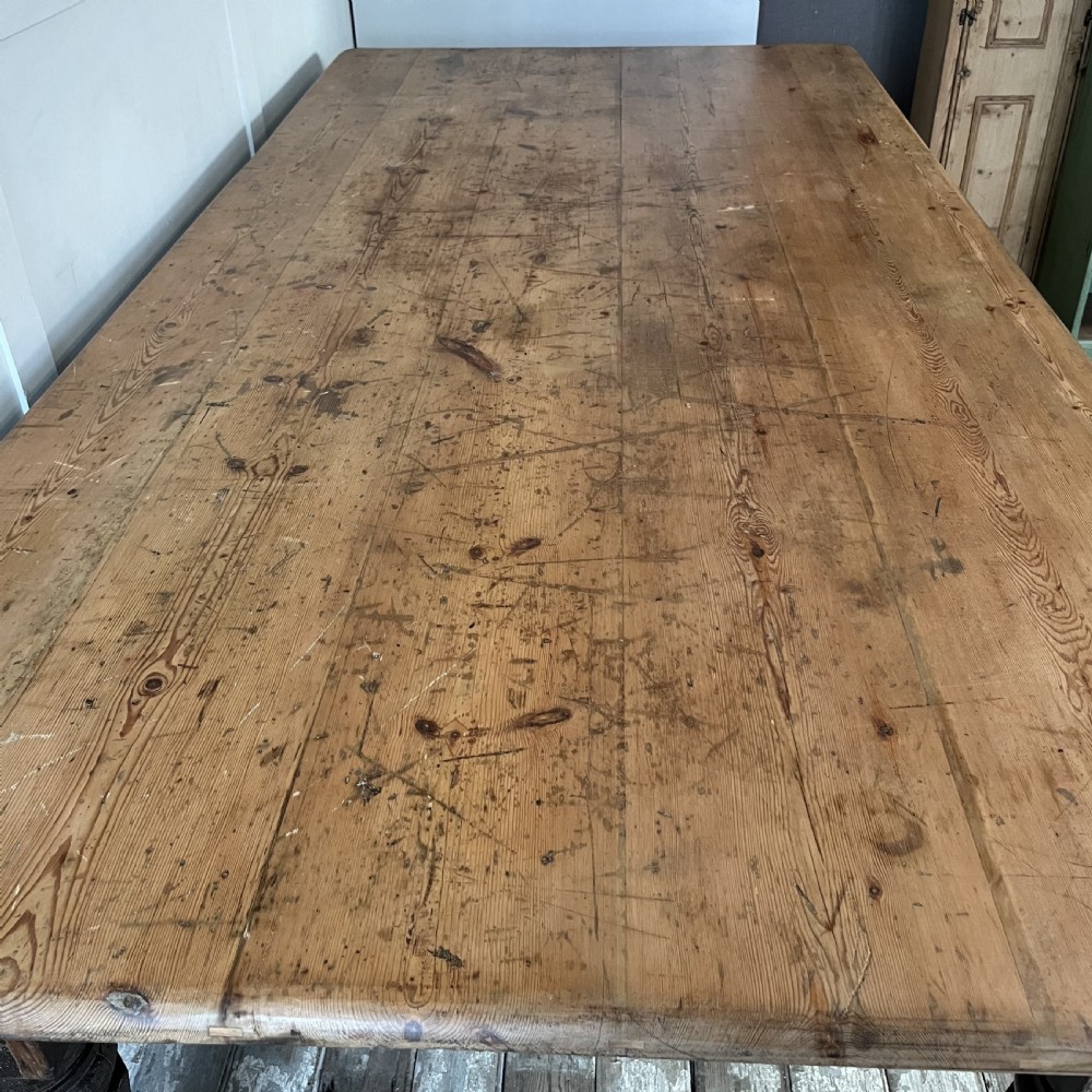 Very Large Victorian Pine Country House Kitchen Table View XII