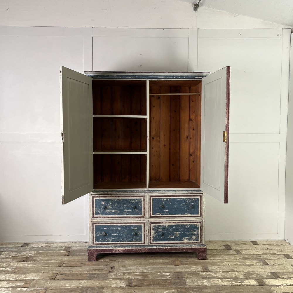 19th C. Painted Pine Linen Cupboard View II