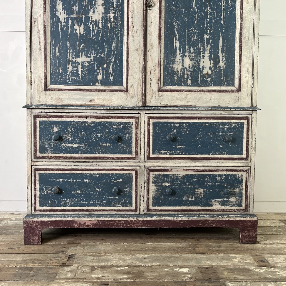 19th C. Painted Pine Linen Cupboard View V