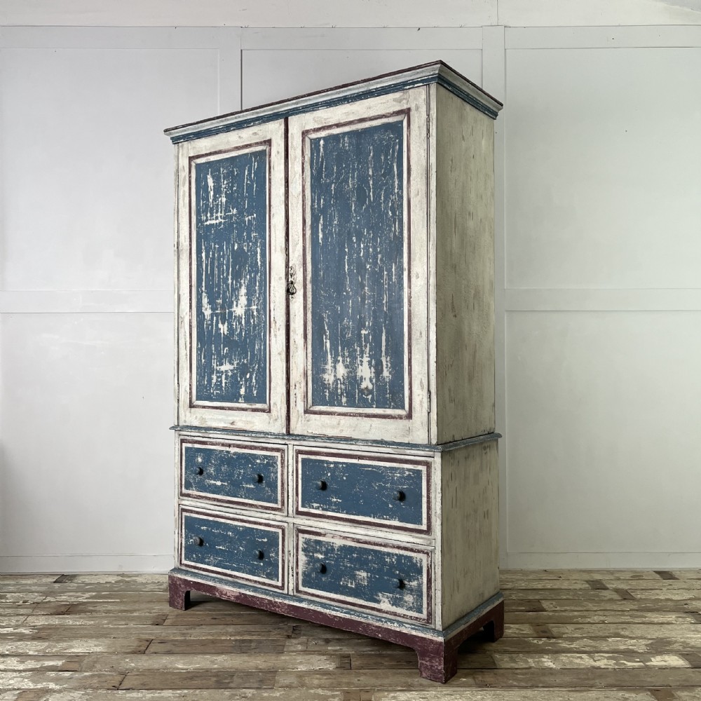 19th C. Painted Pine Linen Cupboard View IX