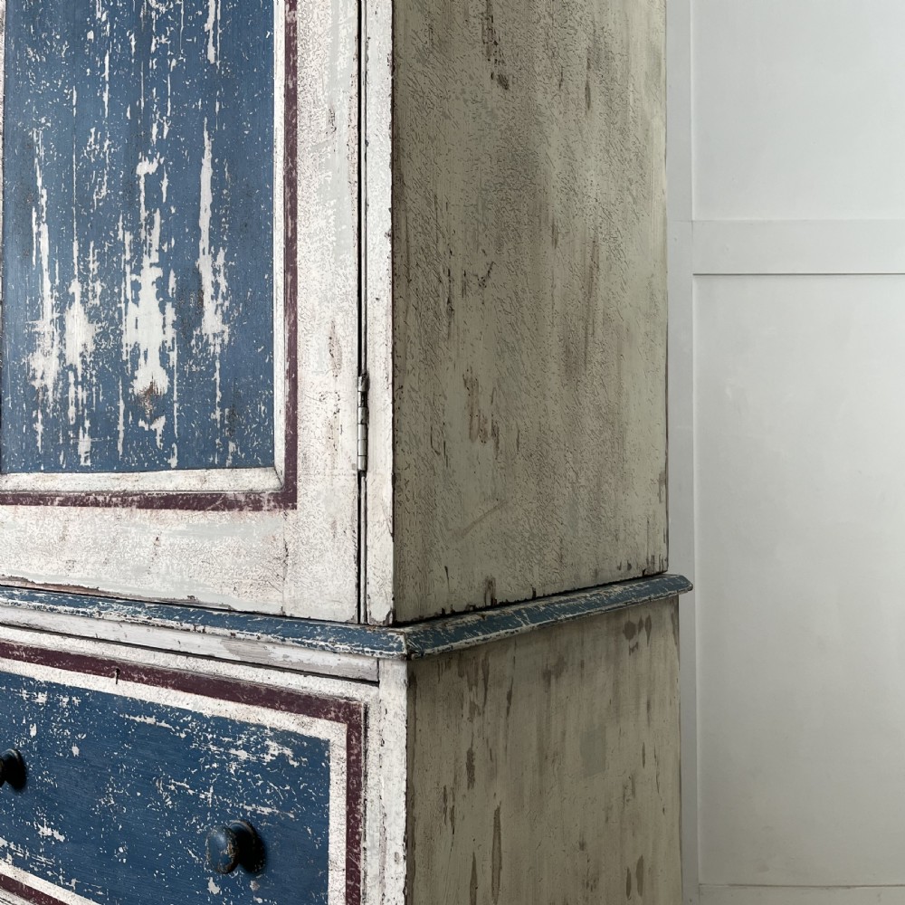19th C. Painted Pine Linen Cupboard View X
