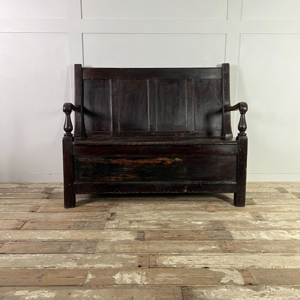 Early 19th C. Pine Box Settle