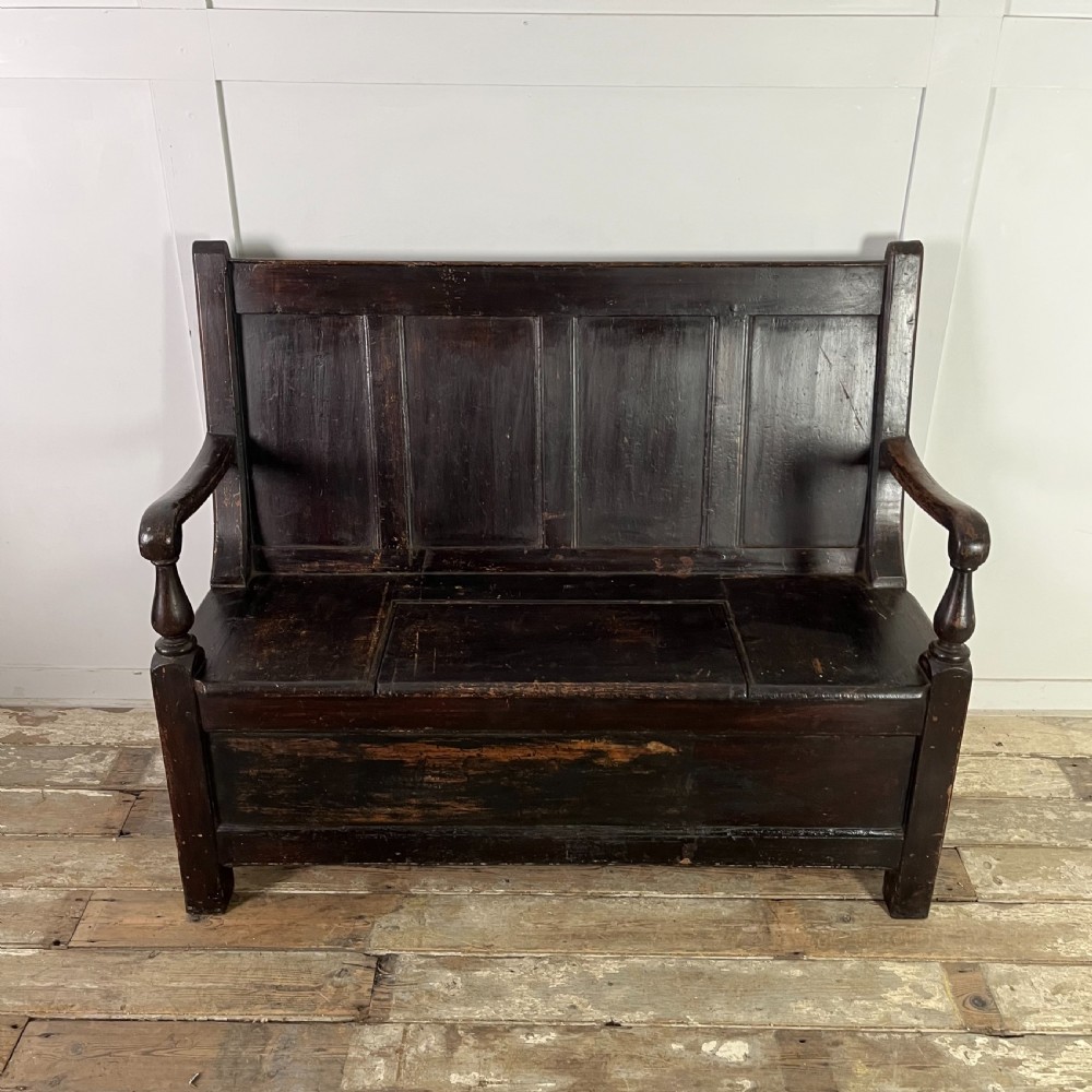 Early 19th C. Pine Box Settle View V