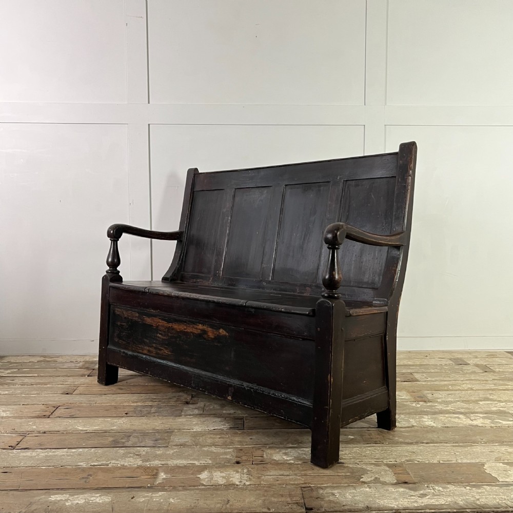 Early 19th C. Pine Box Settle View IX