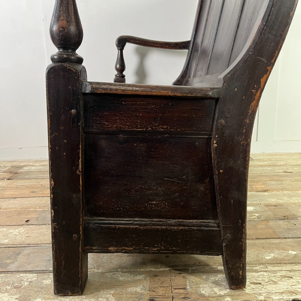Early 19th C. Pine Box Settle View XI