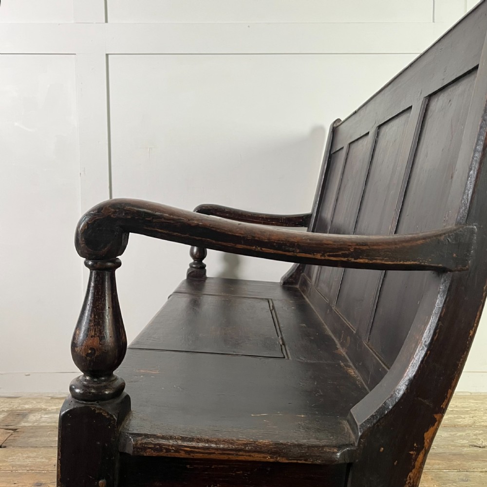 Early 19th C. Pine Box Settle View XII