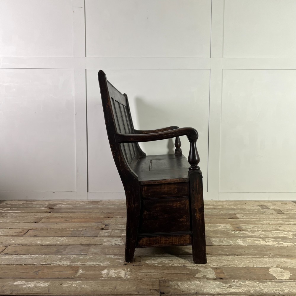 Early 19th C. Pine Box Settle View XIV