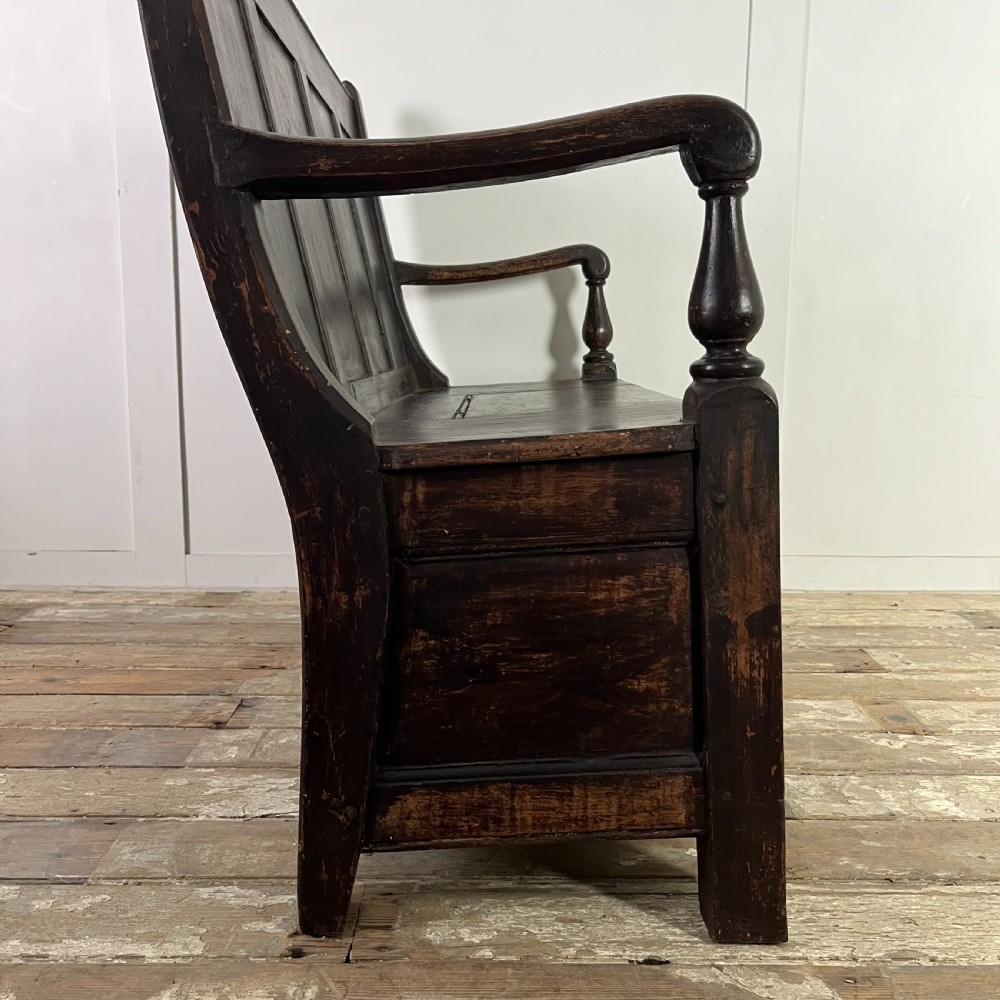Early 19th C. Pine Box Settle View XV