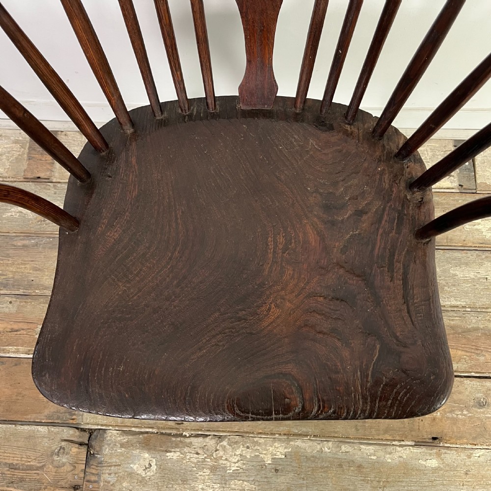 Late 18th C. Elm Stick Back Windsor View IX