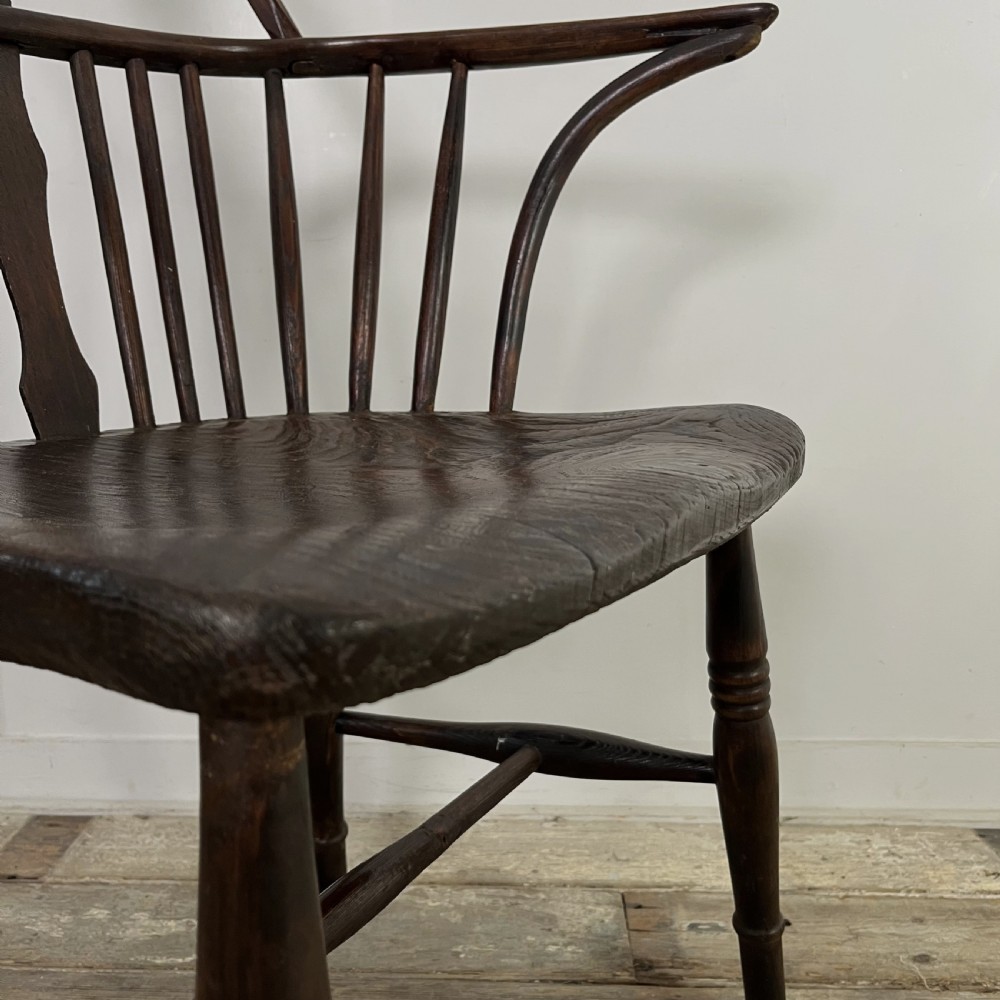 Late 18th C. Elm Stick Back Windsor View X