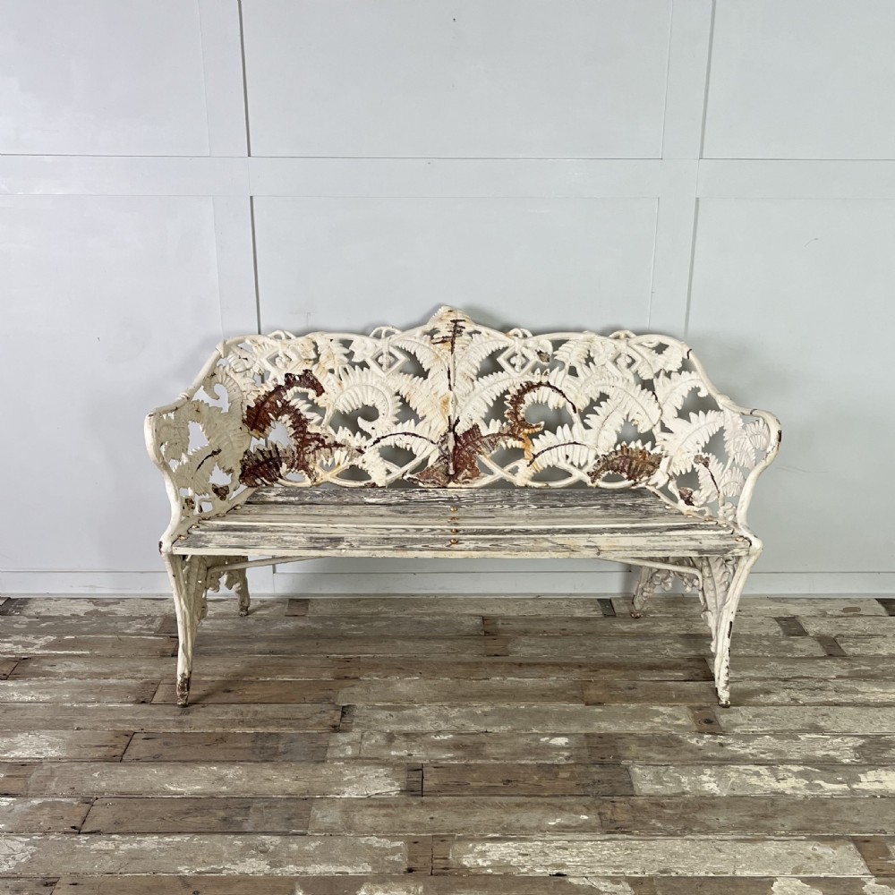Early 20th C. Cast Iron Bench in the Coalbrookdale Fern and Blackberry Pattern View II