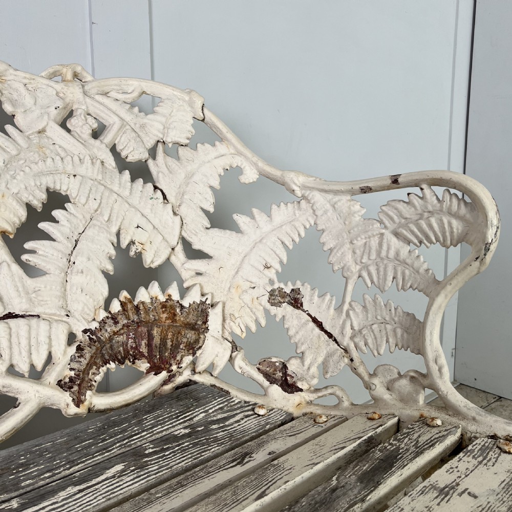 Early 20th C. Cast Iron Bench in the Coalbrookdale Fern and Blackberry Pattern View III