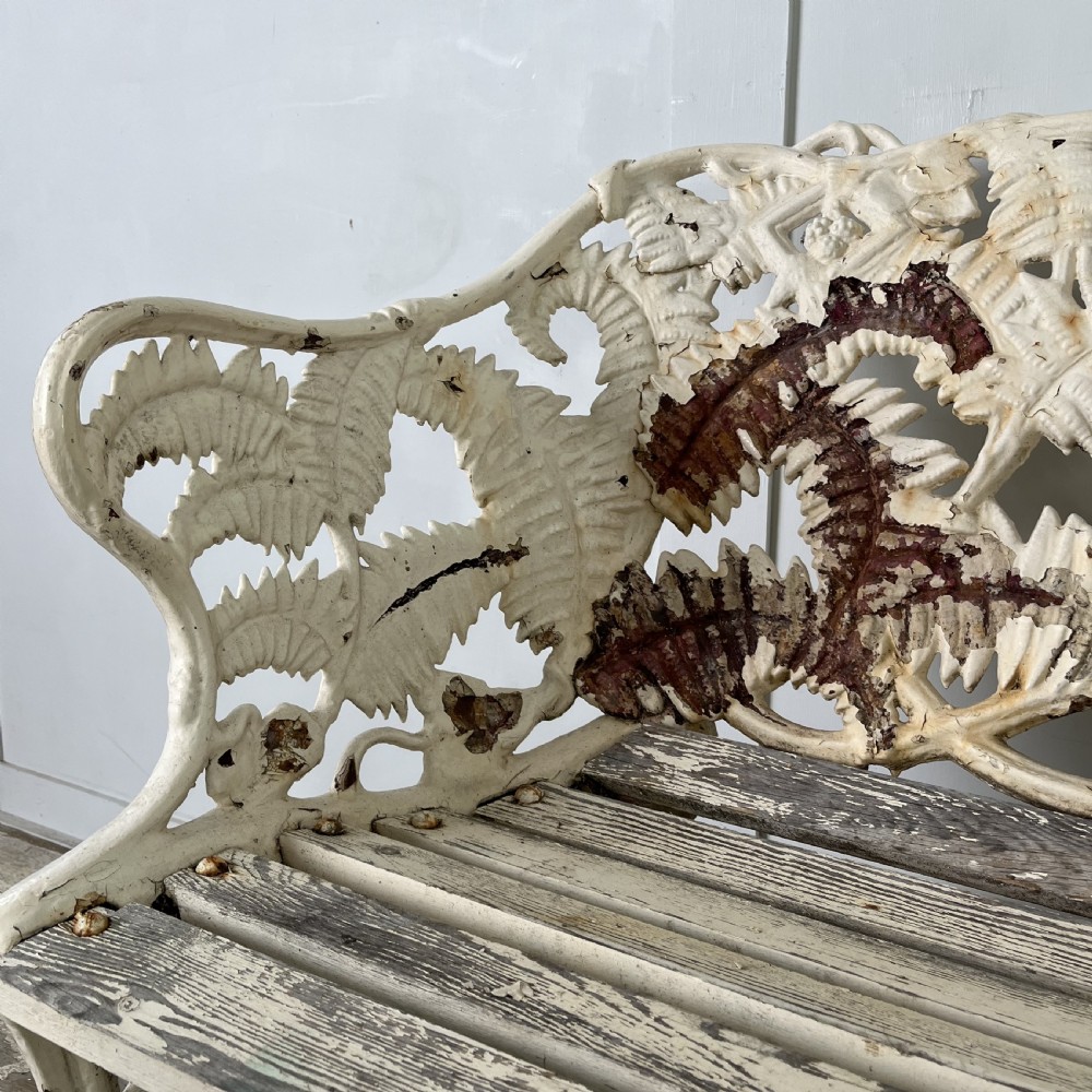 Early 20th C. Cast Iron Bench in the Coalbrookdale Fern and Blackberry Pattern View V