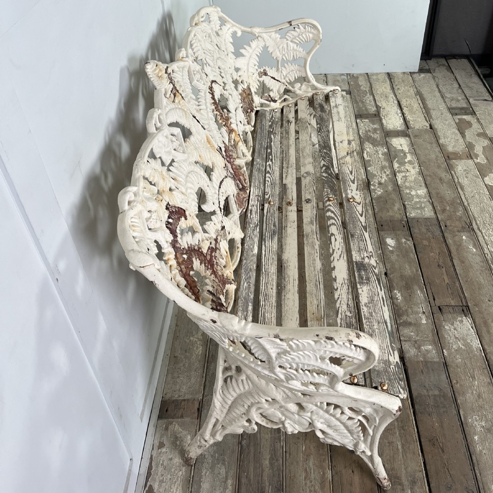Early 20th C. Cast Iron Bench in the Coalbrookdale Fern and Blackberry Pattern View VII