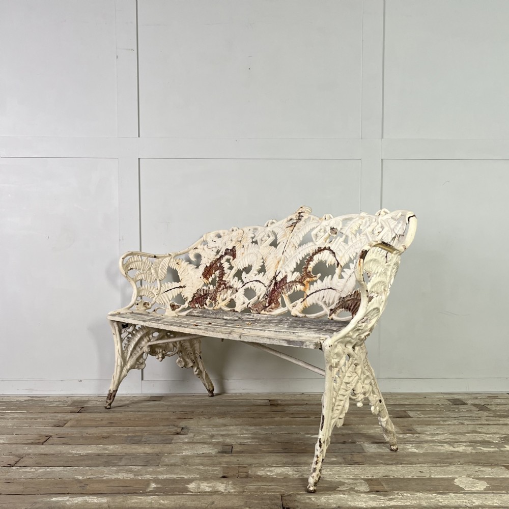Early 20th C. Cast Iron Bench in the Coalbrookdale Fern and Blackberry Pattern View VIII