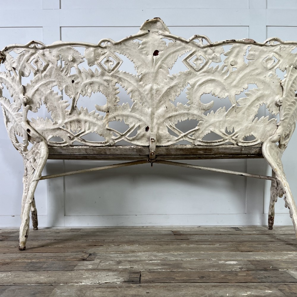 Early 20th C. Cast Iron Bench in the Coalbrookdale Fern and Blackberry Pattern View XV