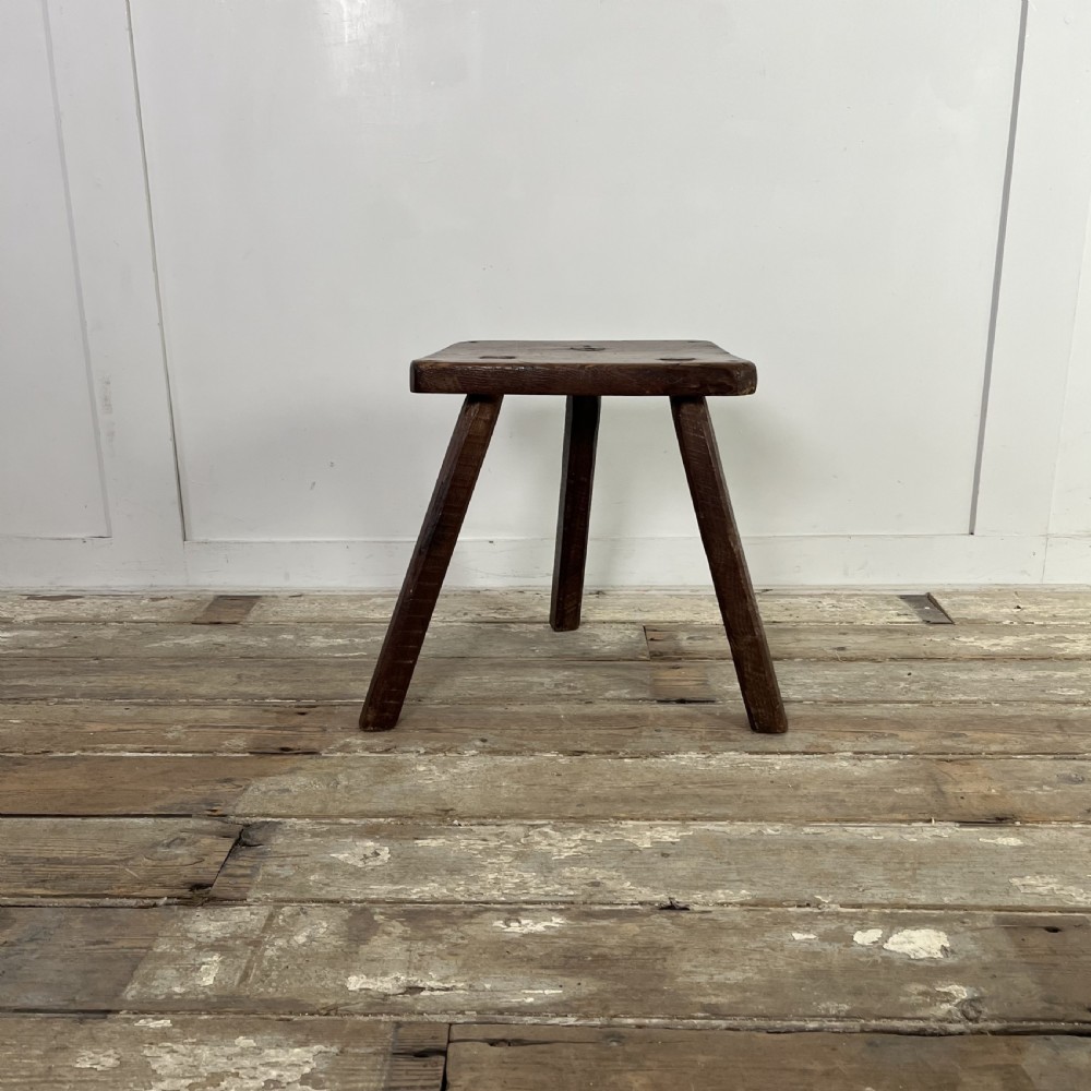 19th C. Elm Milking Stool View II