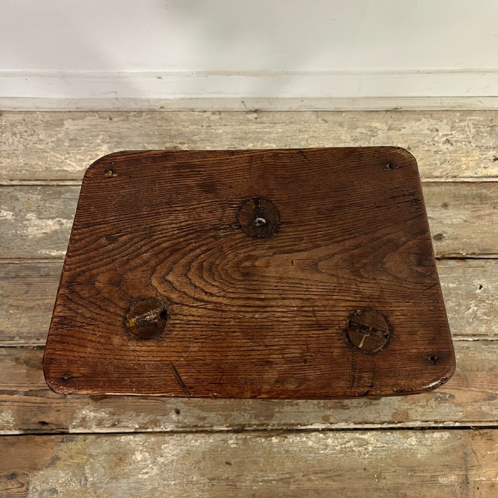 19th C. Elm Milking Stool View III
