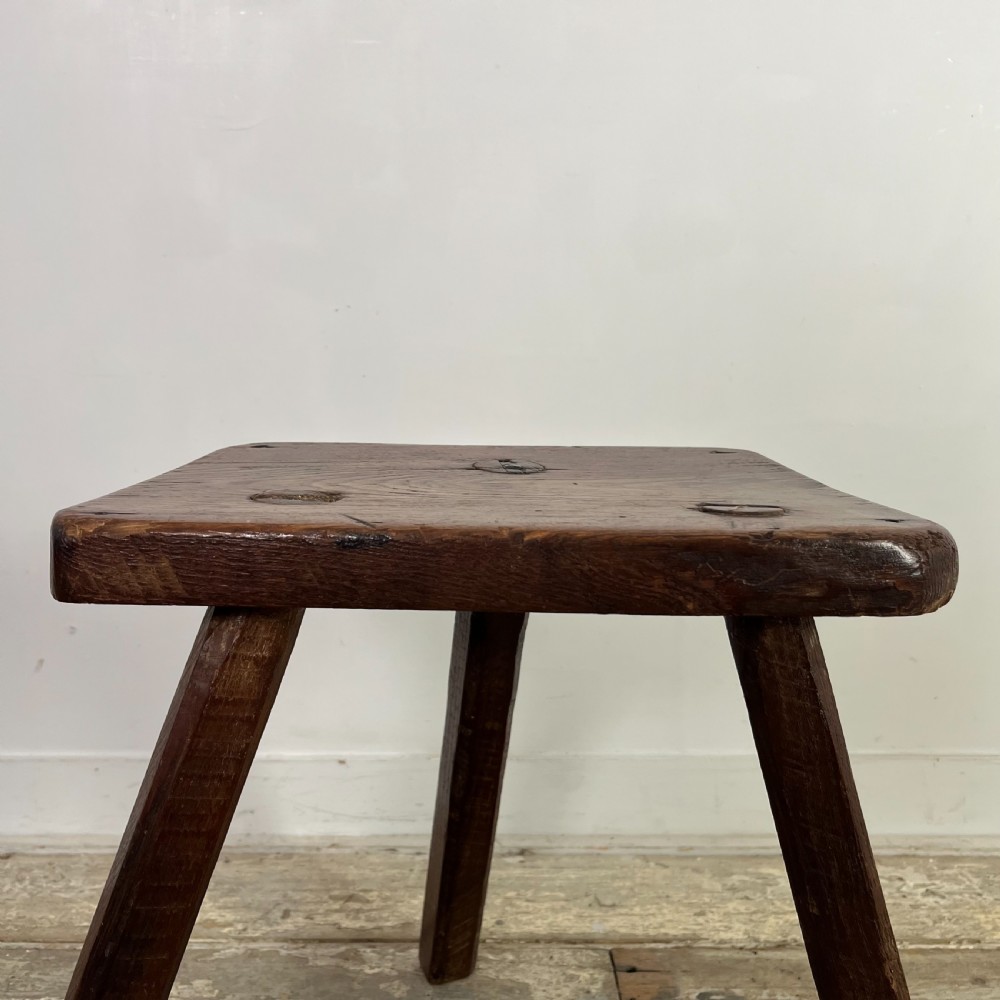 19th C. Elm Milking Stool View IV