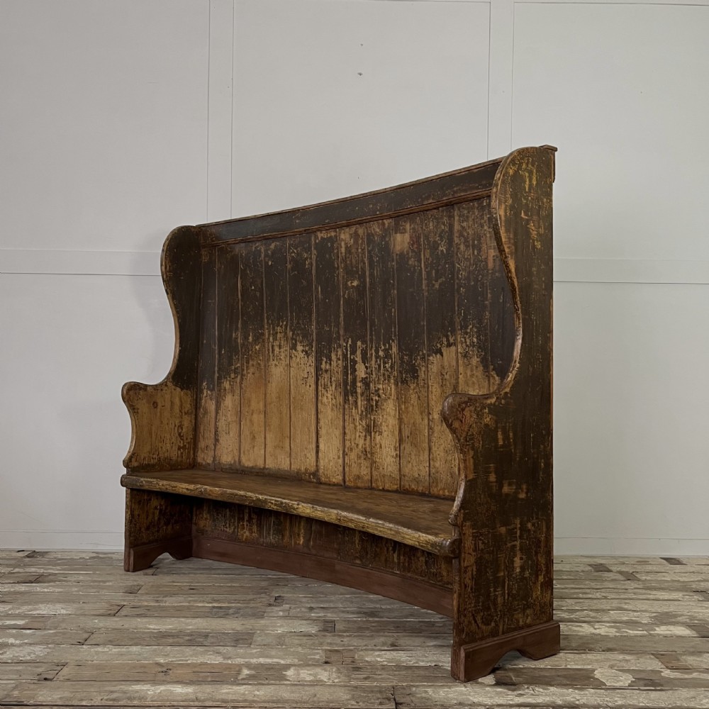 Mid 19th C. Pine Barrel Back Settle