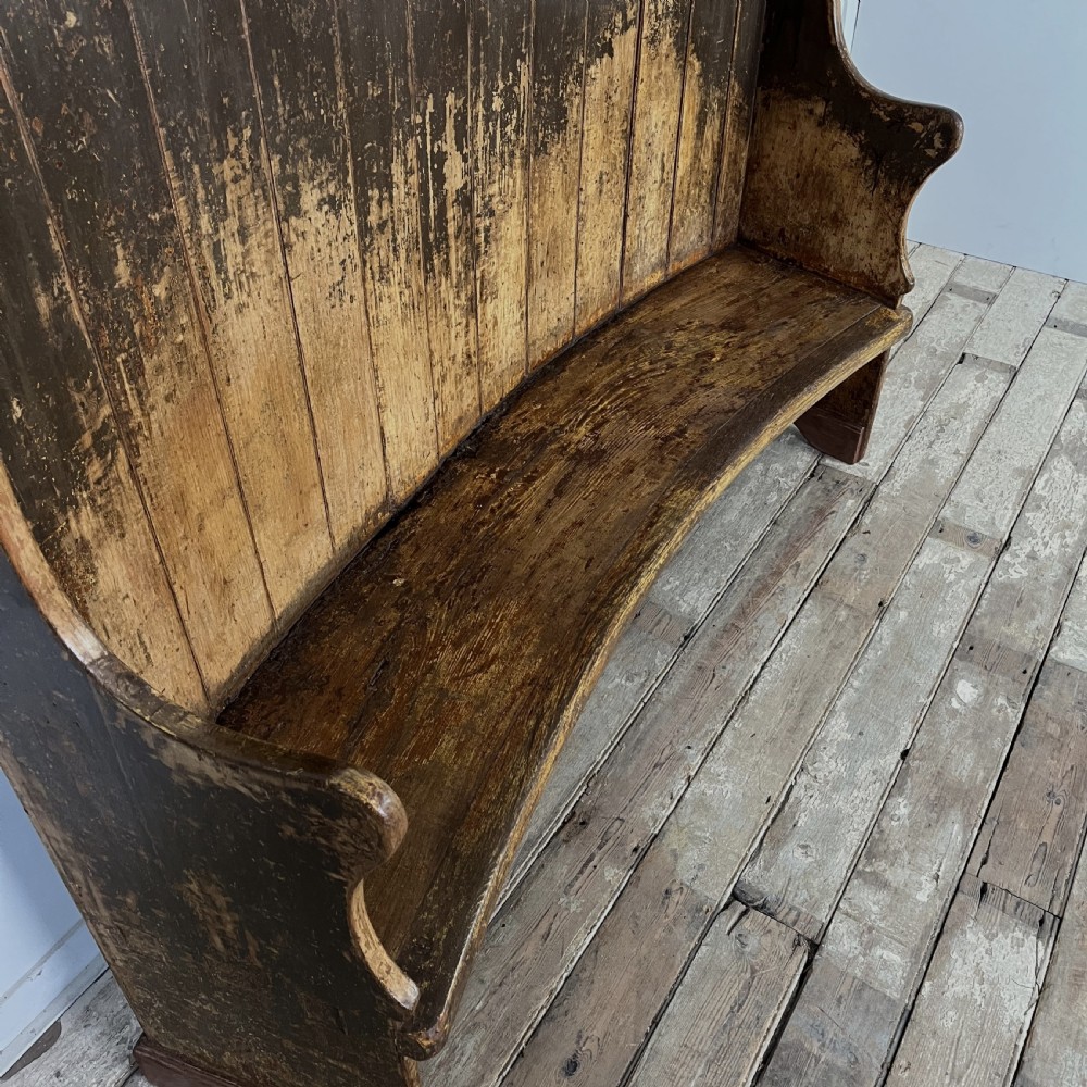 Mid 19th C. Pine Barrel Back Settle View IX
