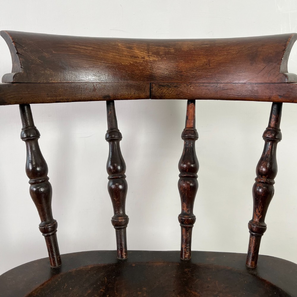 Pair of Victorian Elm Smokers Bow Chairs View III