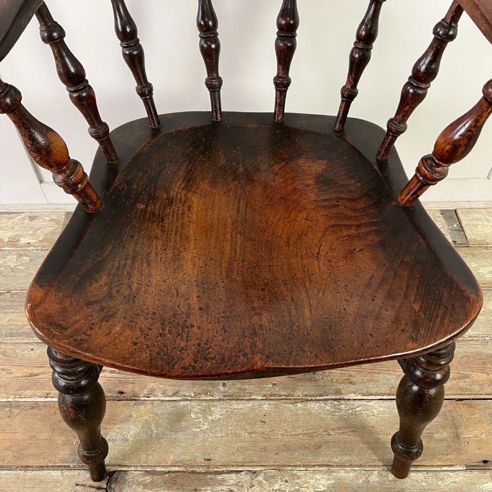 Pair of Victorian Elm Smokers Bow Chairs View IV