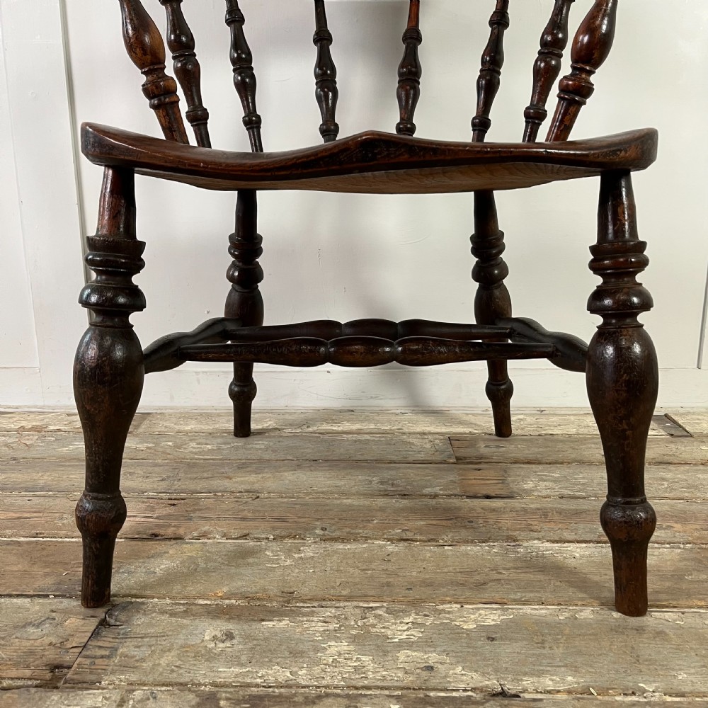 Pair of Victorian Elm Smokers Bow Chairs View V