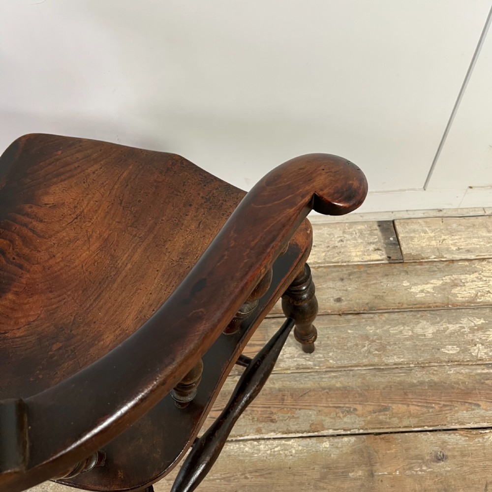 Pair of Victorian Elm Smokers Bow Chairs View IX