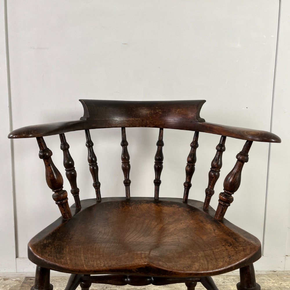 Pair of Victorian Elm Smokers Bow Chairs View X