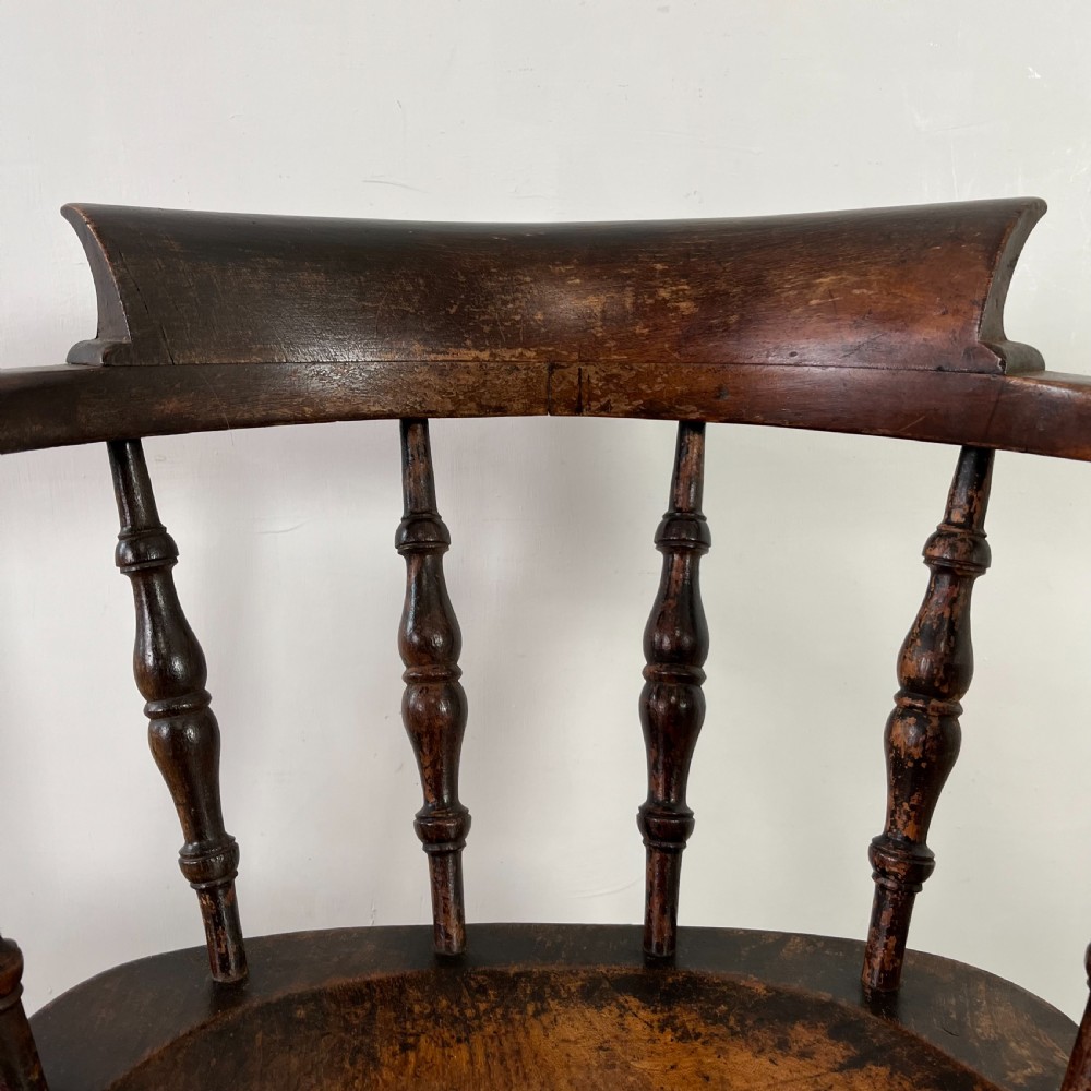 Pair of Victorian Elm Smokers Bow Chairs View XI