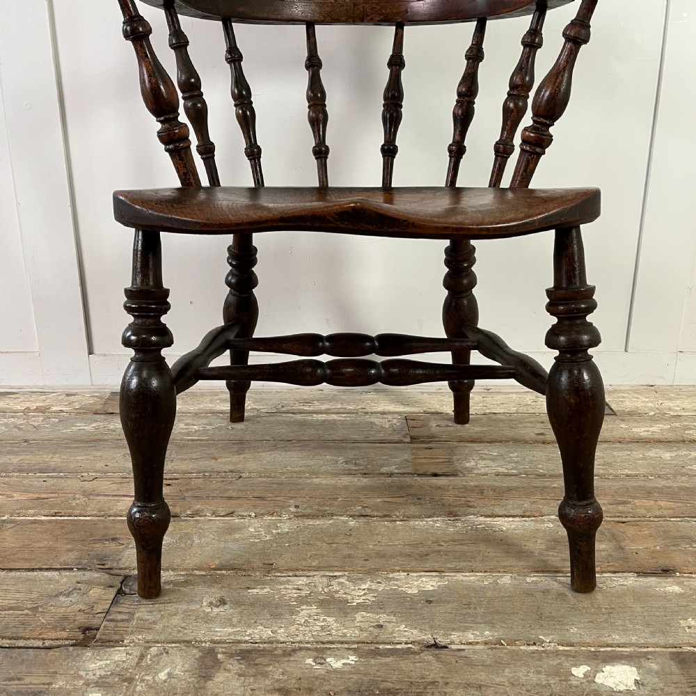 Pair of Victorian Elm Smokers Bow Chairs View XII