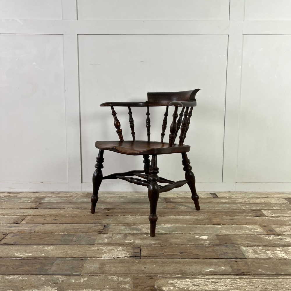 Pair of Victorian Elm Smokers Bow Chairs View XIII