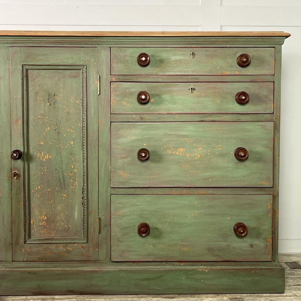 19th C. Painted Pine Kitchen Base View IV