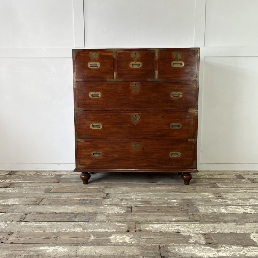19th C. Mahogany Campaign Chest of Drawers