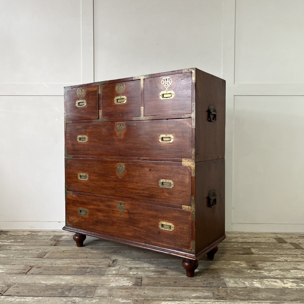 19th C. Mahogany Campaign Chest of Drawers View XVIII