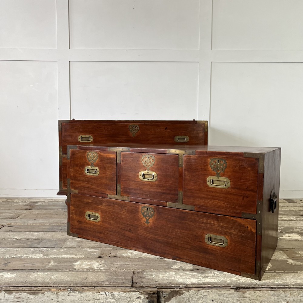 19th C. Mahogany Campaign Chest of Drawers View XIX