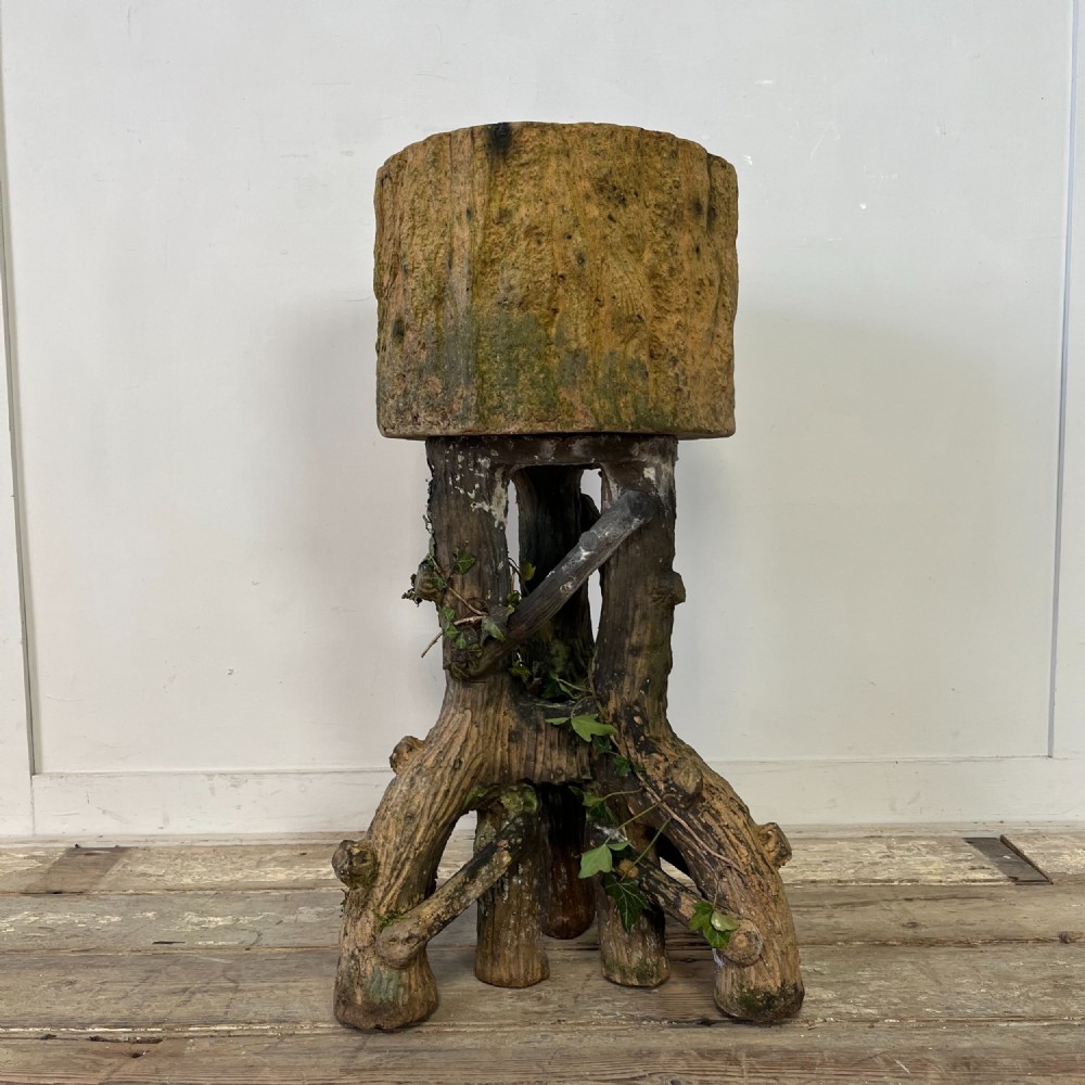 19th C. Terracotta Faux Bois Planter View II