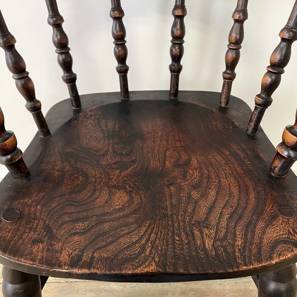 19th C. Elm Smokers Bow Armchair View V