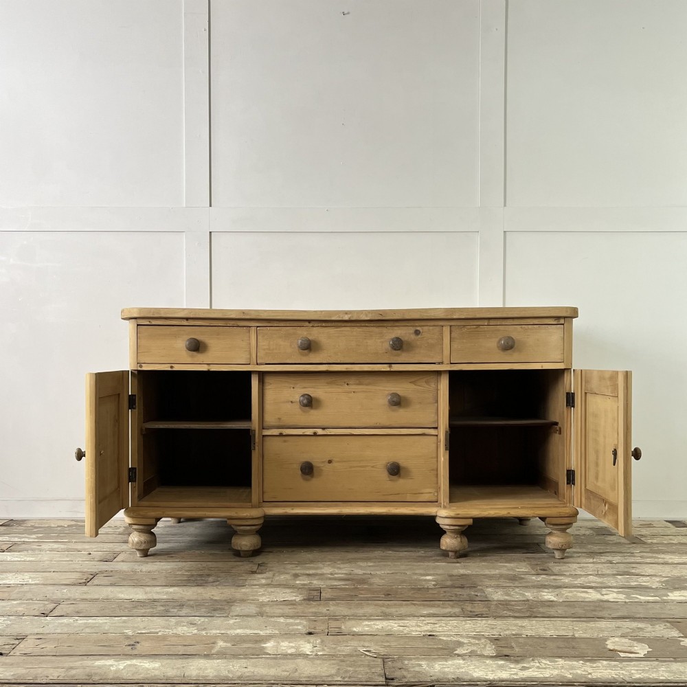 Victorian Pine and Sycamore Kitchen Dresser Base View III