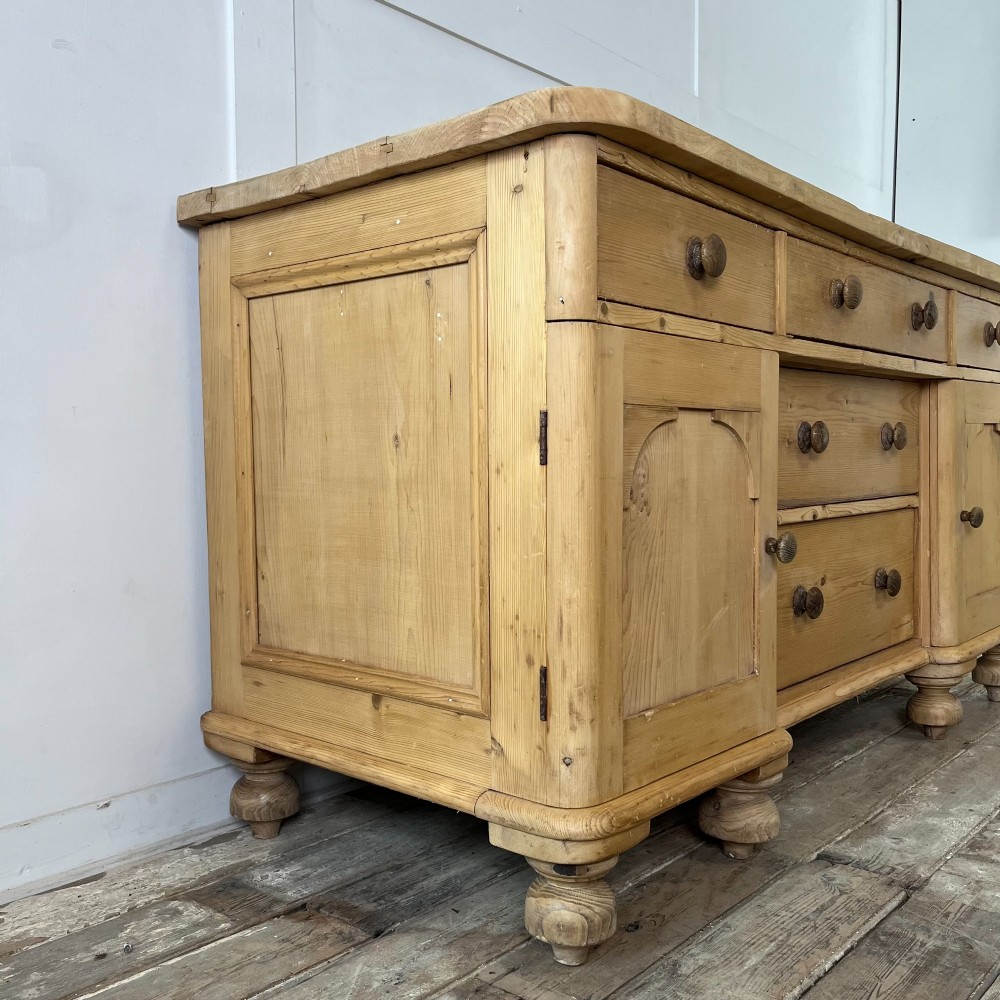 Victorian Pine and Sycamore Kitchen Dresser Base View IX